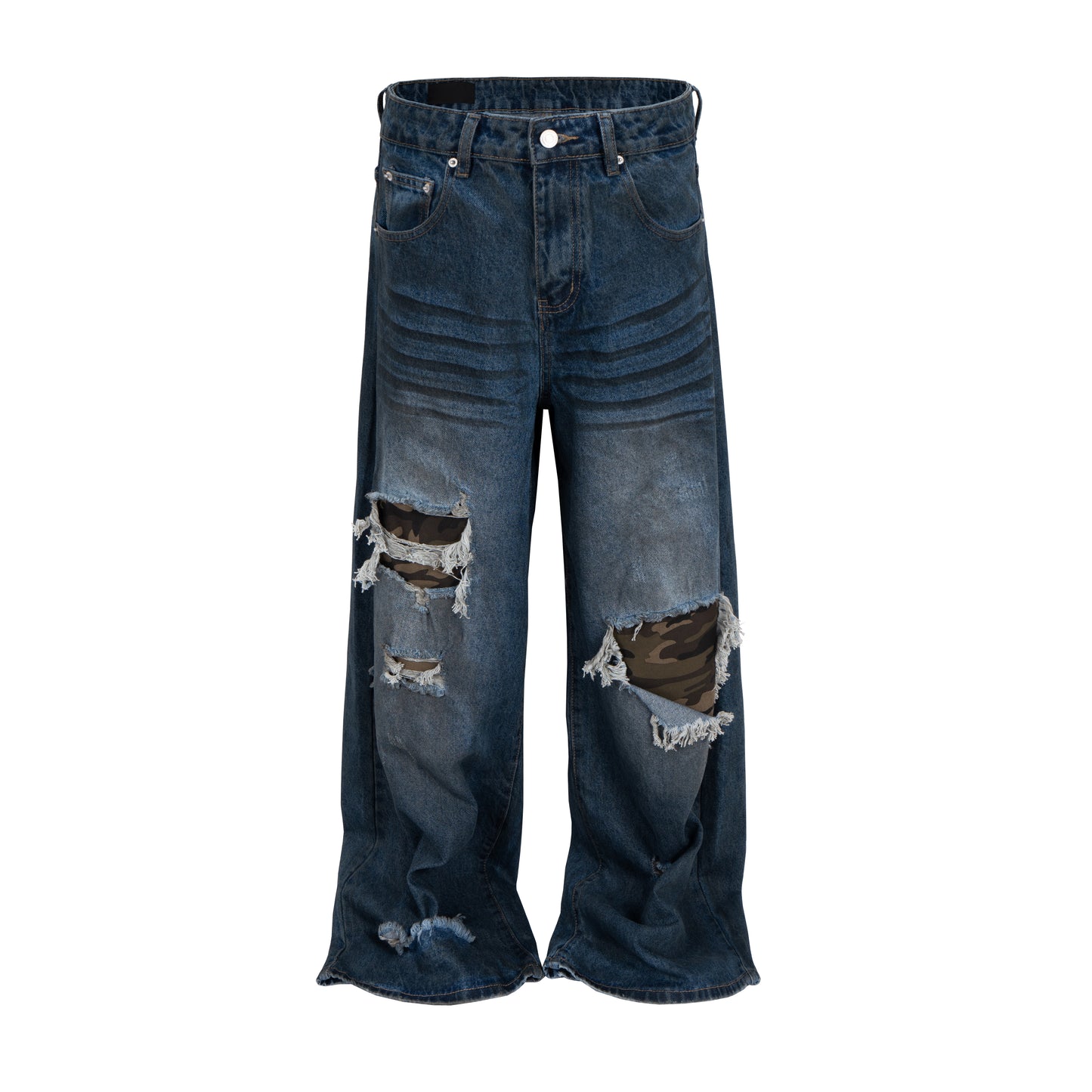 AZUL DISTRESSED CAMO PATCHWORK DENIM | UNDEVELOPED