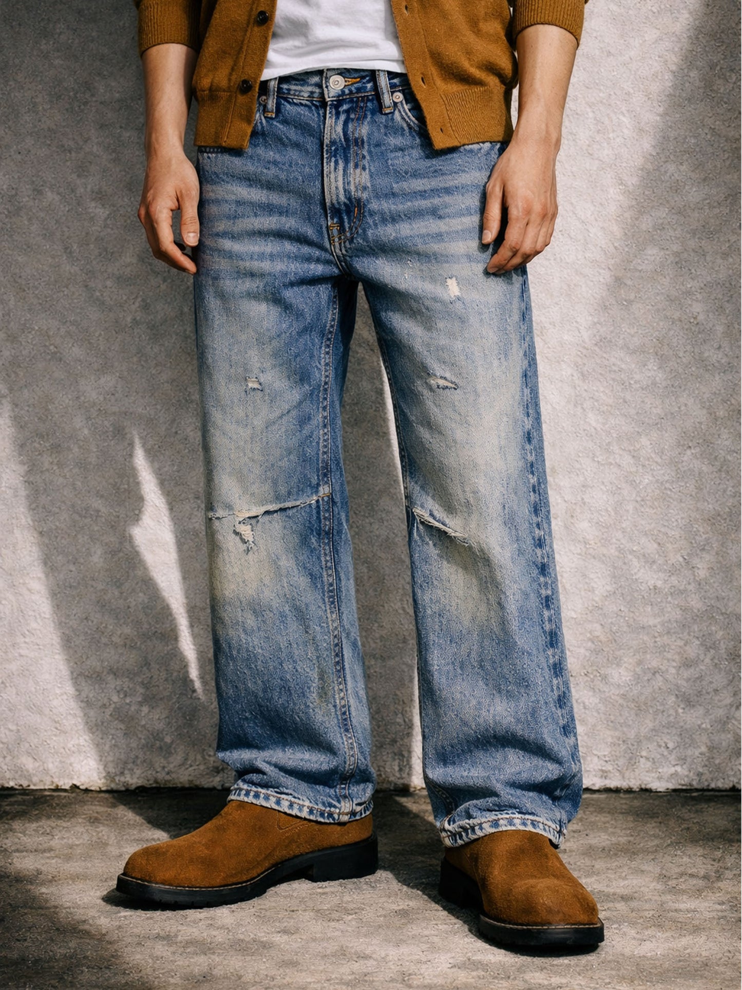 LIGHT WASH DISTRESSED BOOTCUT DENIM | STREETWEAR APPAREL | UNDEVELOPED