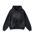 NOIR DISTRESSED ZIP-UP HOODIE