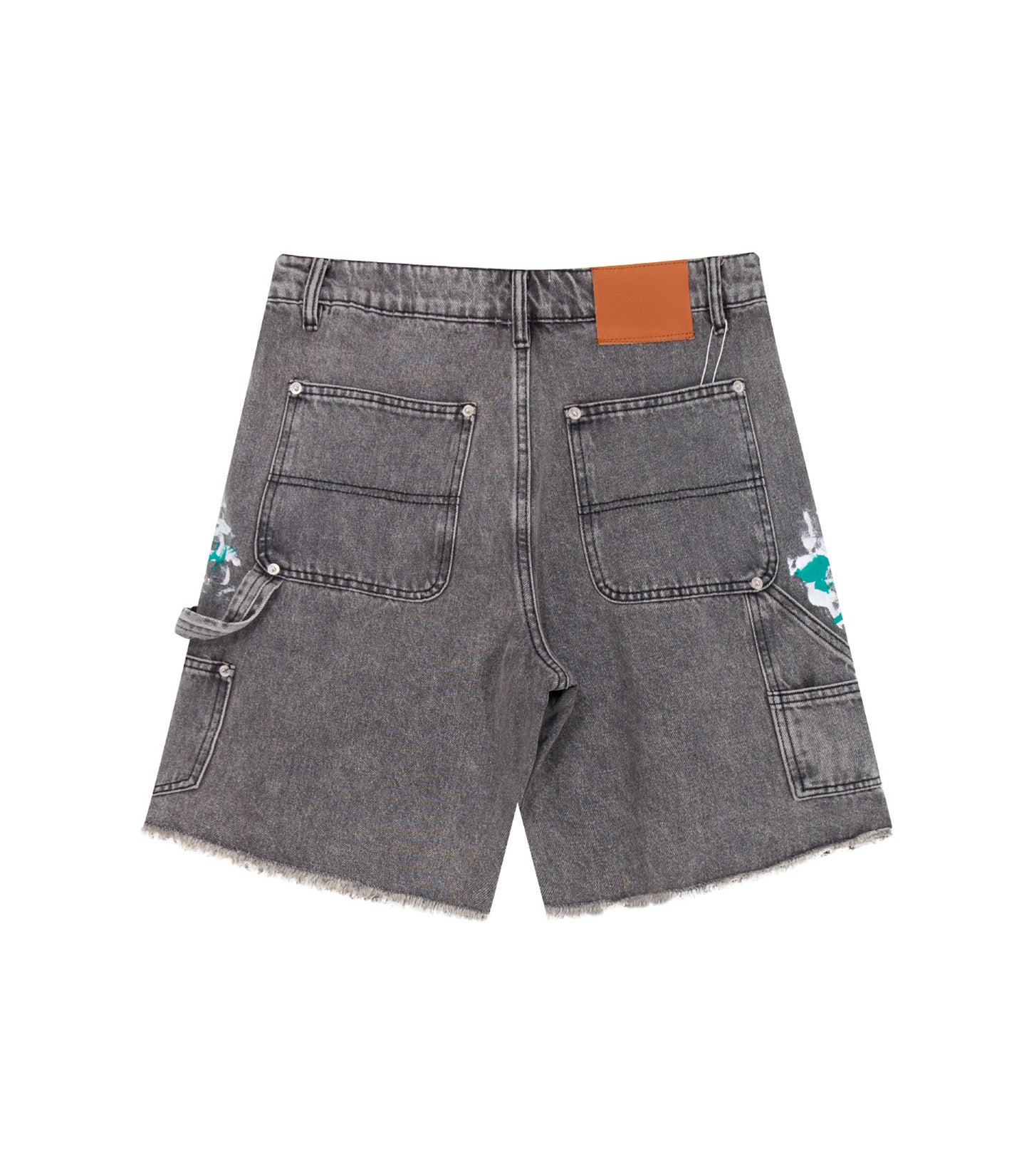 GREY SPLIT PAINTERS SHORTS denim shorts | STREETWEAR APPAREL | UNDEVELOPED