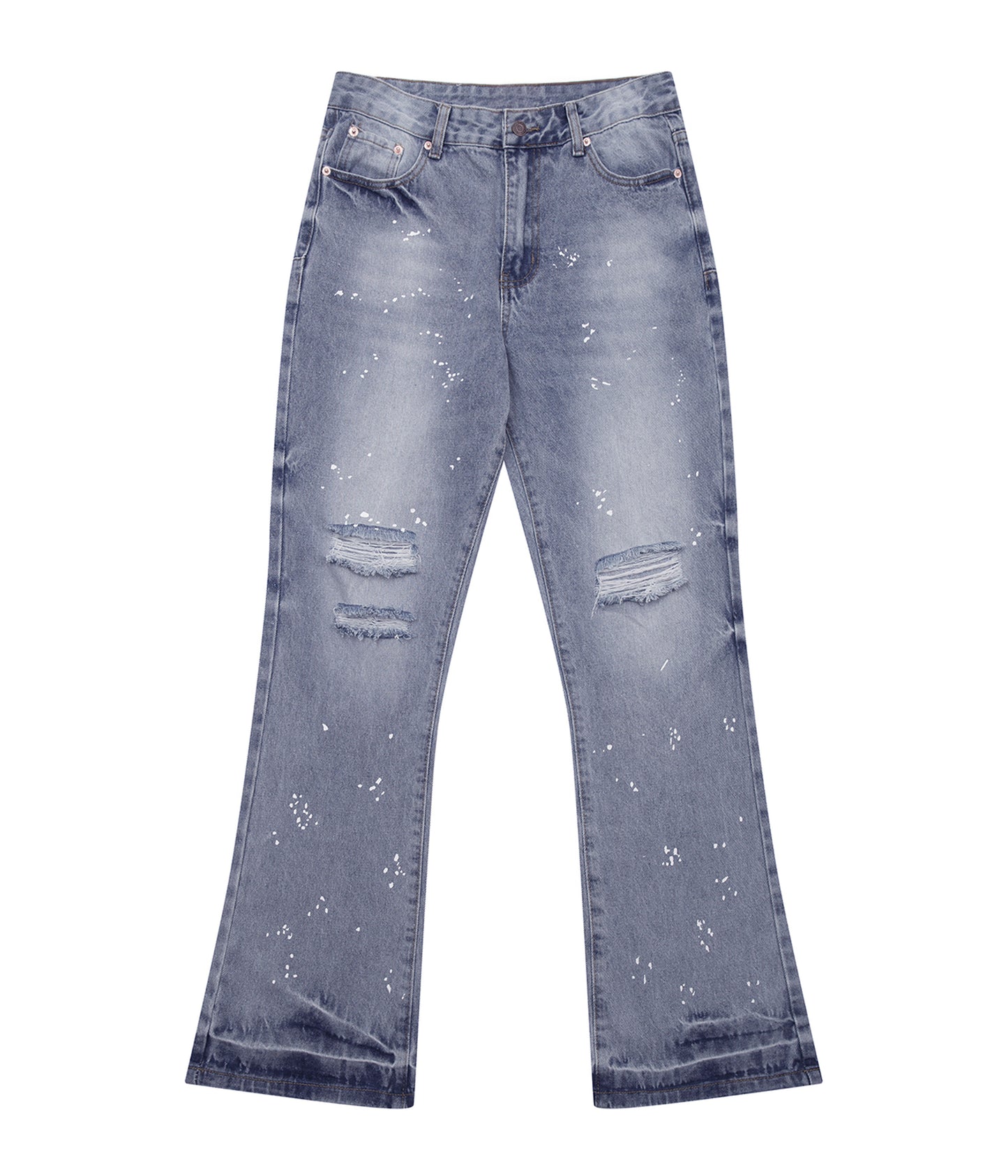 AZUL DISTRESSED SPLIT FLARE DENIM | UNDEVELOPED