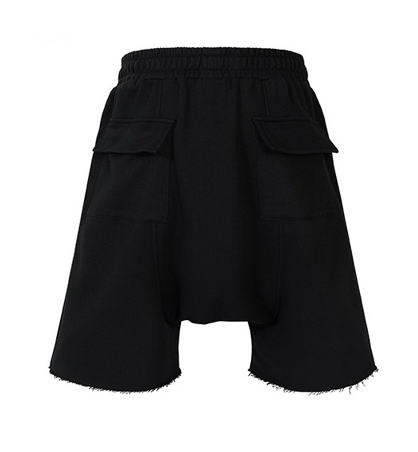 NOIR DROP-CROTCH DISTRESSED SHORTS | UNDEVELOPED