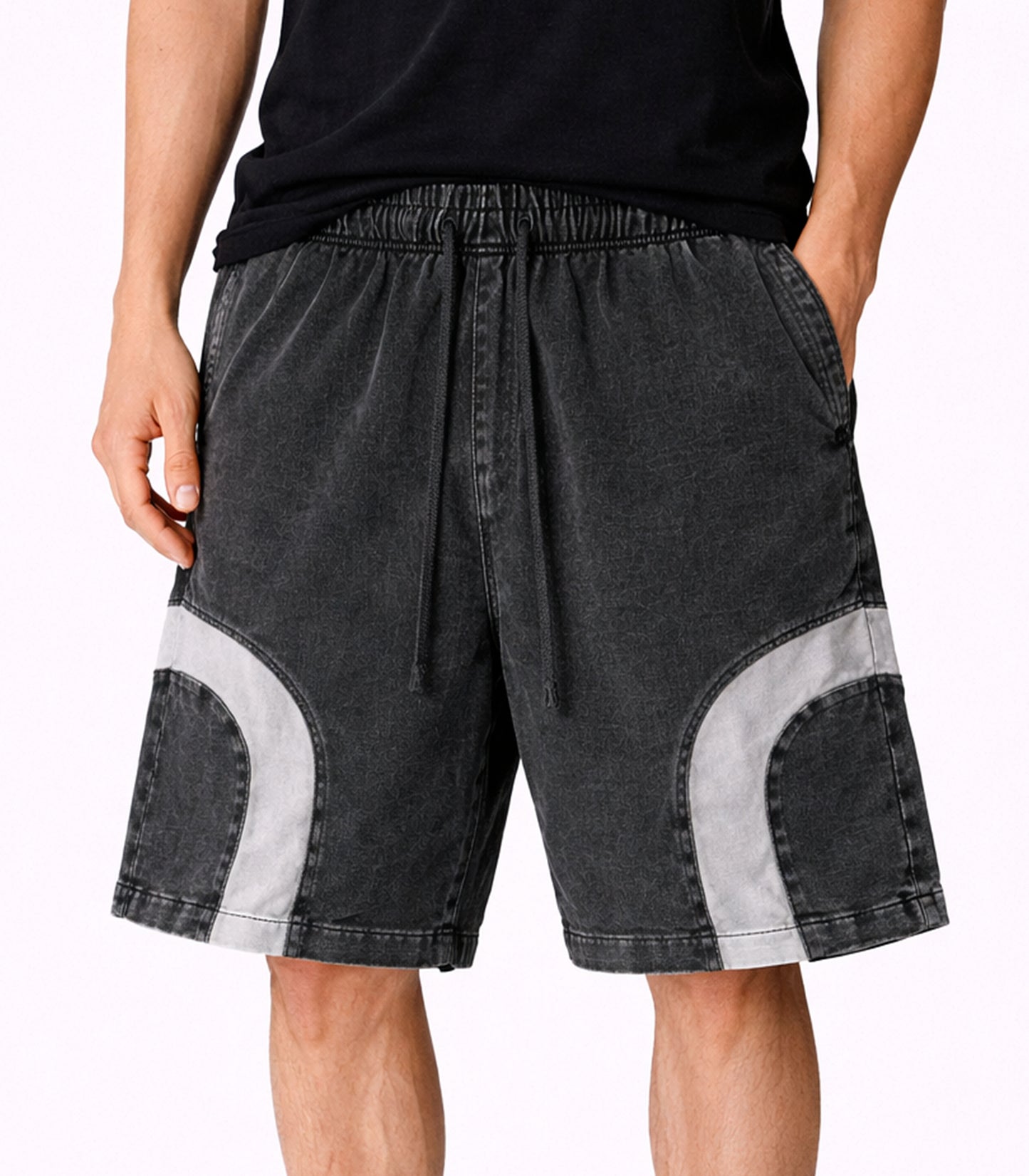 NOIR PATCHWORK SWEATSHORTS | STREETWEAR APPAREL | UNDEVELOPED