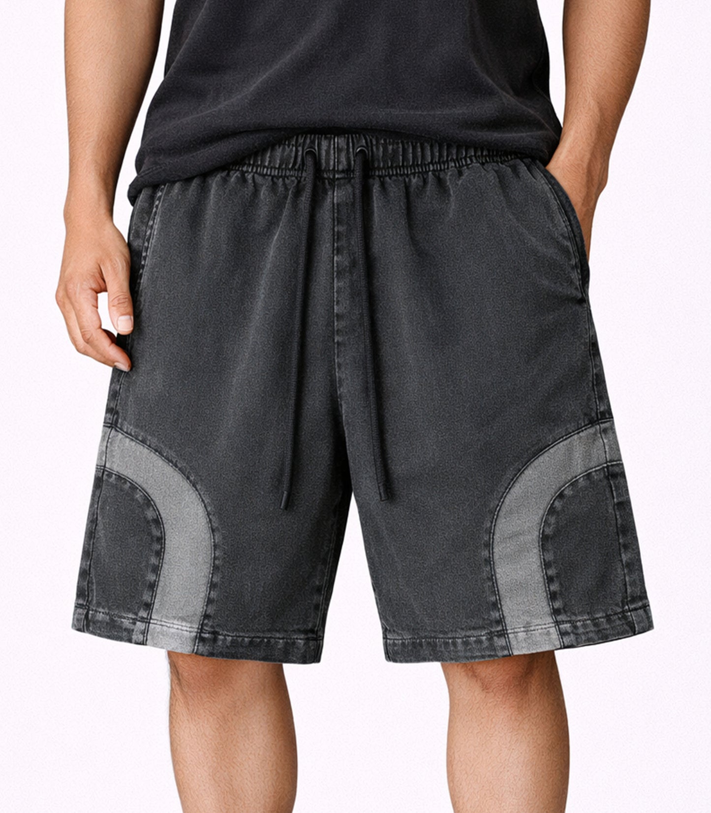 CHARCOAL PATCHWORK SWEATSHORTS | STREETWEAR APPAREL | UNDEVELOPED