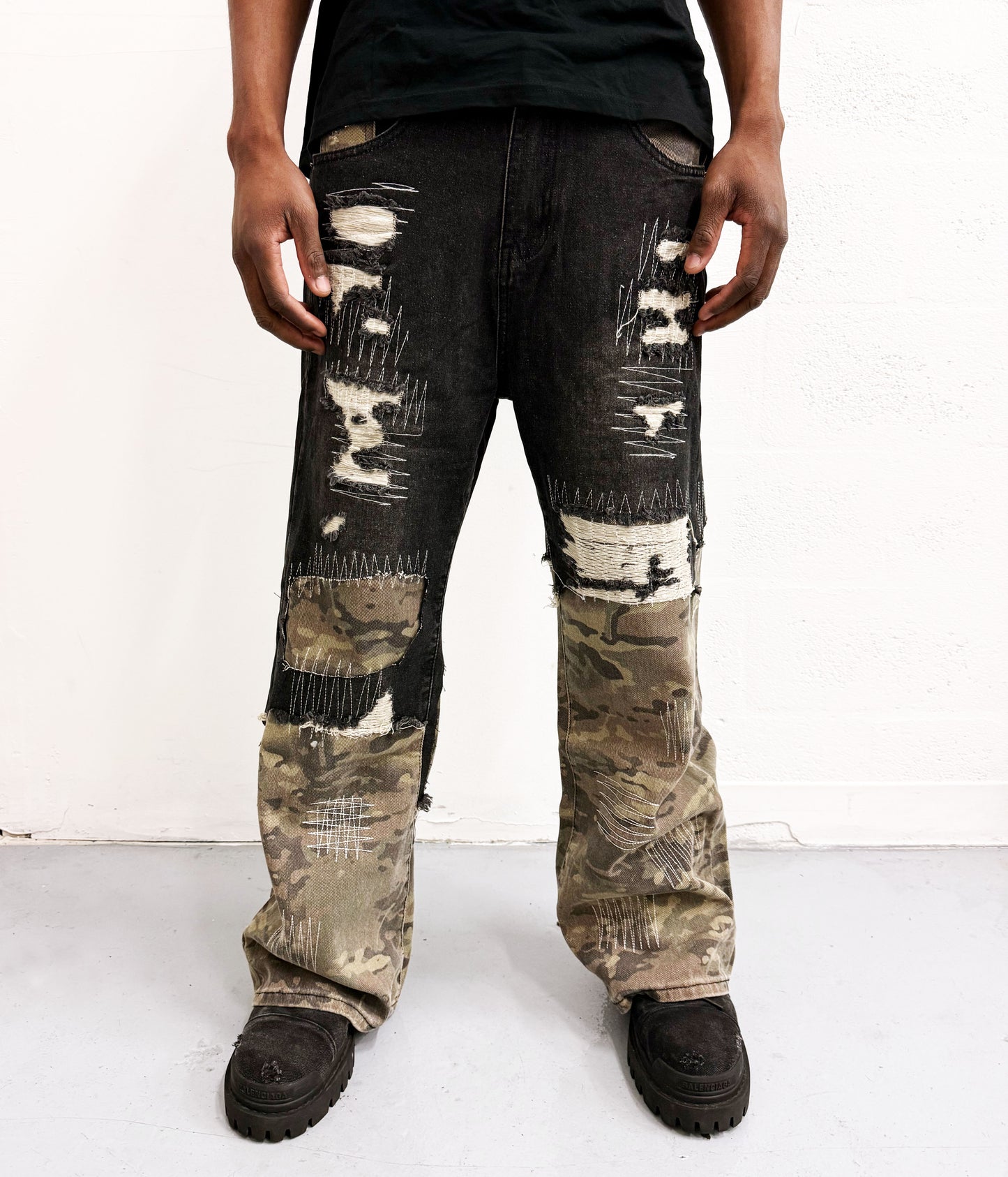 NOIR SCAB CAMO FLARE DENIM | UNDEVELOPED