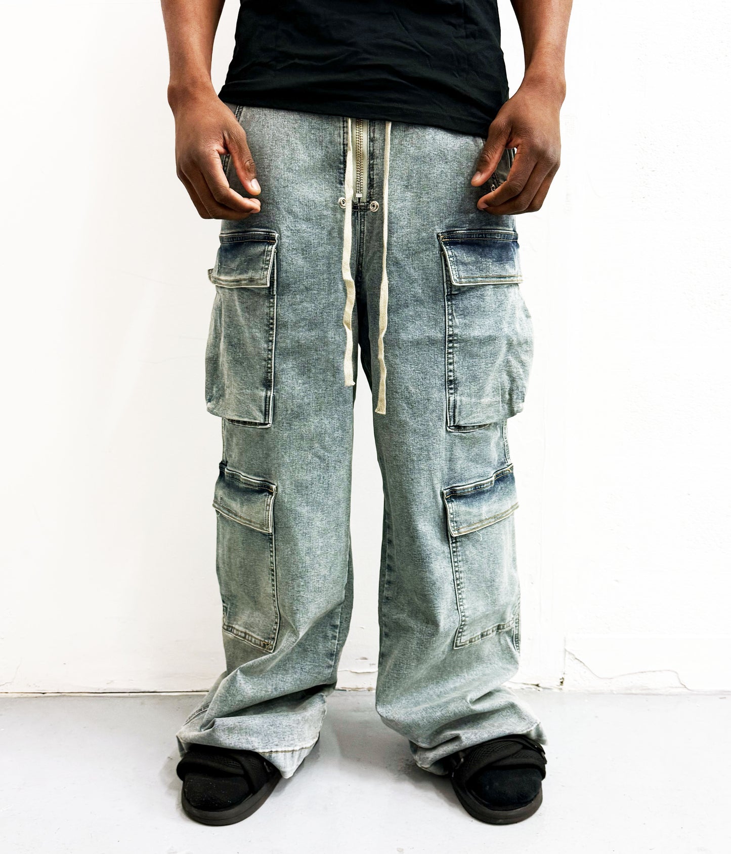 AZUL FLOW DENIM CARGO PANTS | UNDEVELOPED