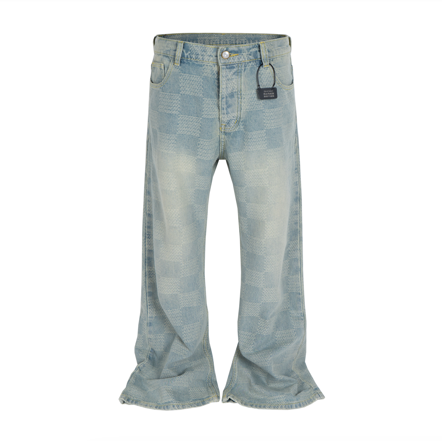 AZUL CHECKERED FLARE DENIM | UNDEVELOPED
