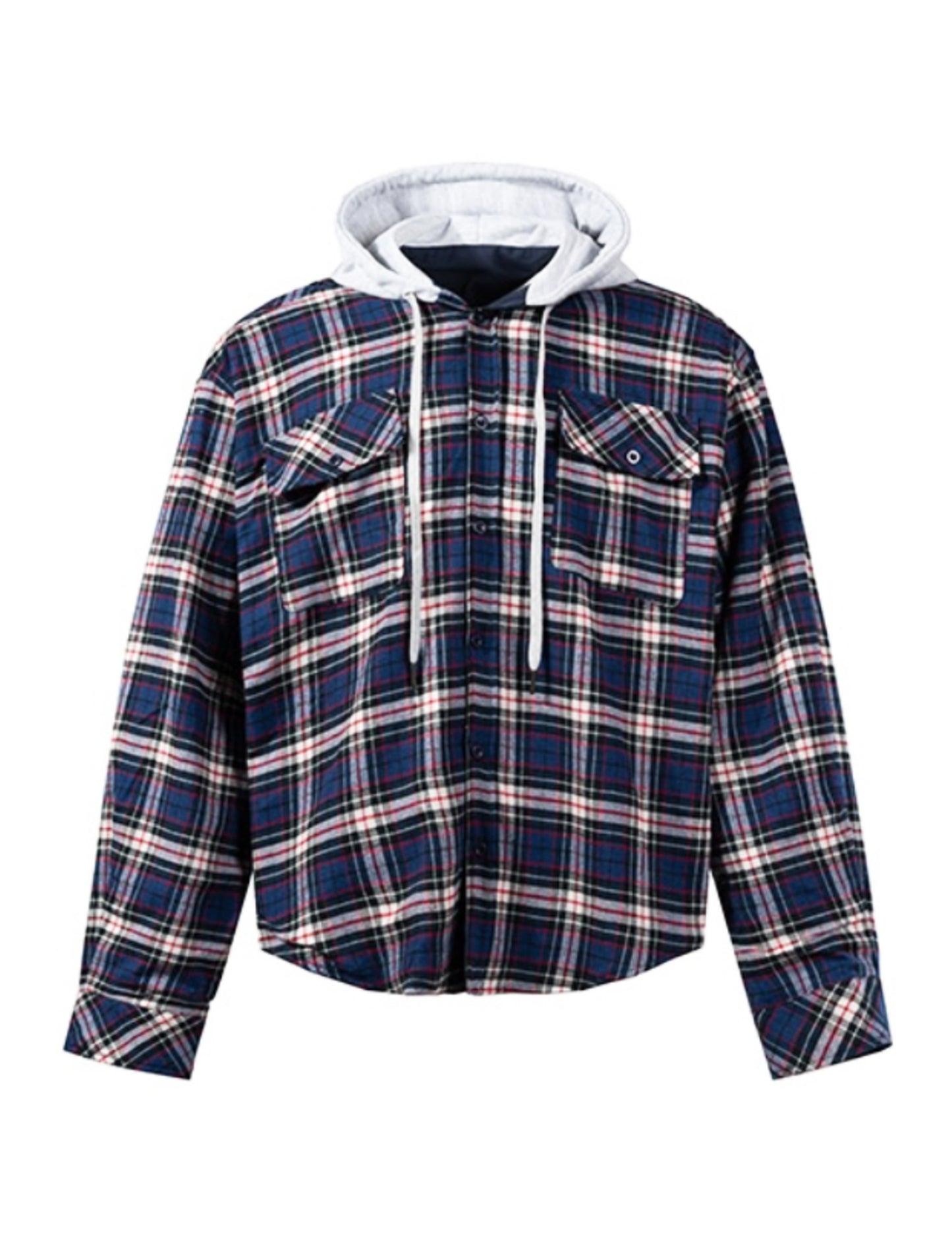 NAVY REVERSIBLE HOODED FLANNEL JACKET | UNDEVELOPED