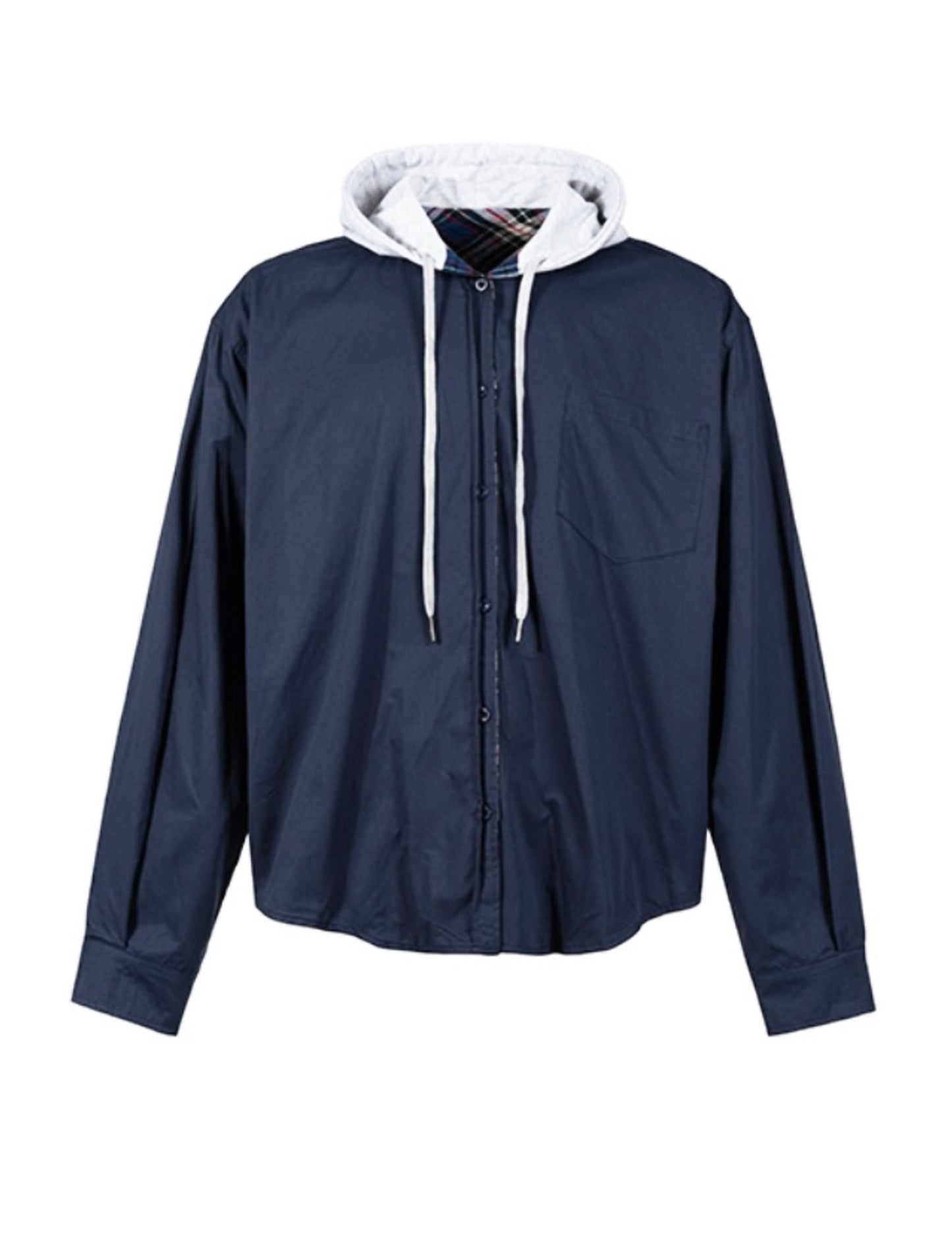 NAVY REVERSIBLE HOODED FLANNEL JACKET | UNDEVELOPED