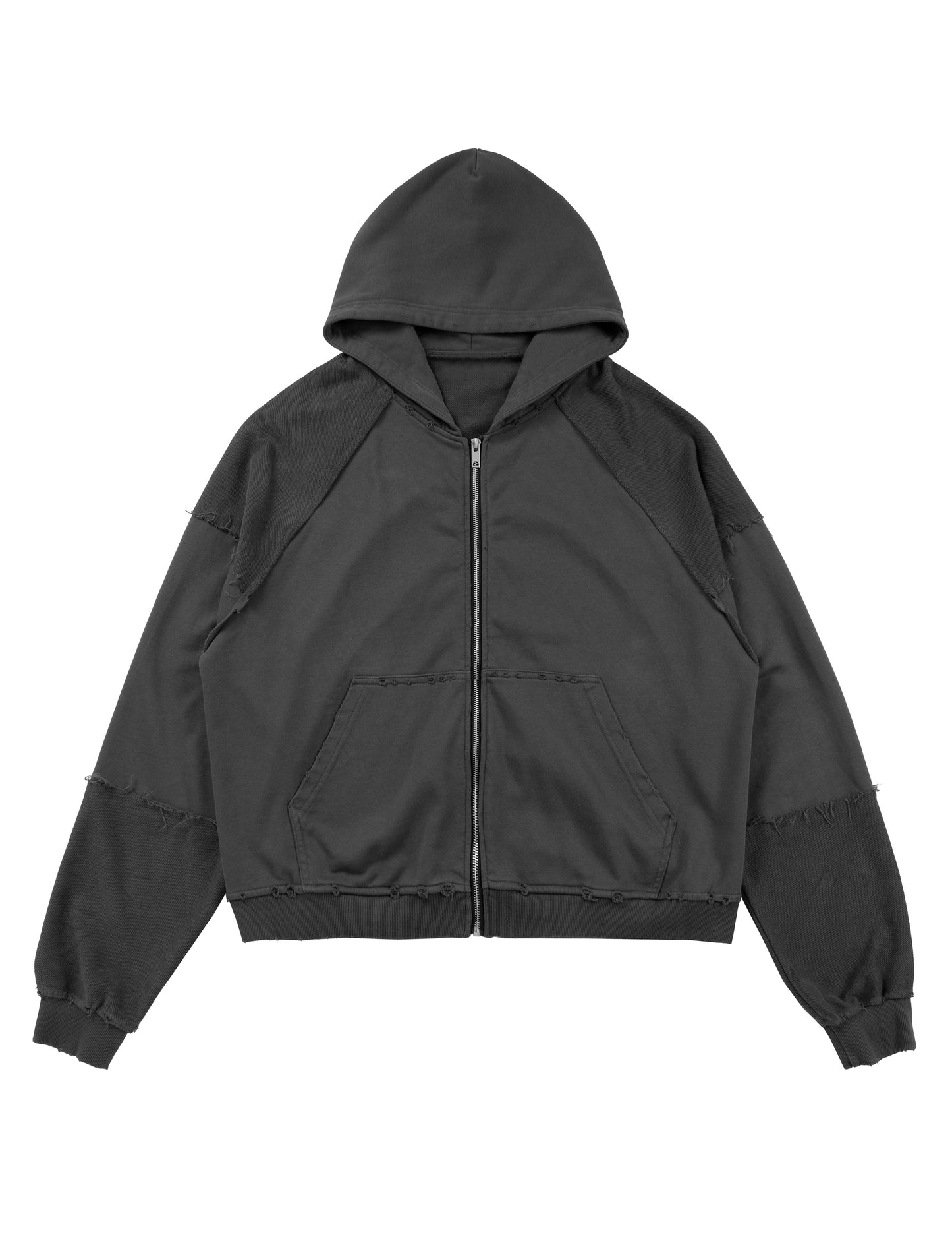 GREY PATCHWORK ZIP HOODIE | UNDEVELOPED