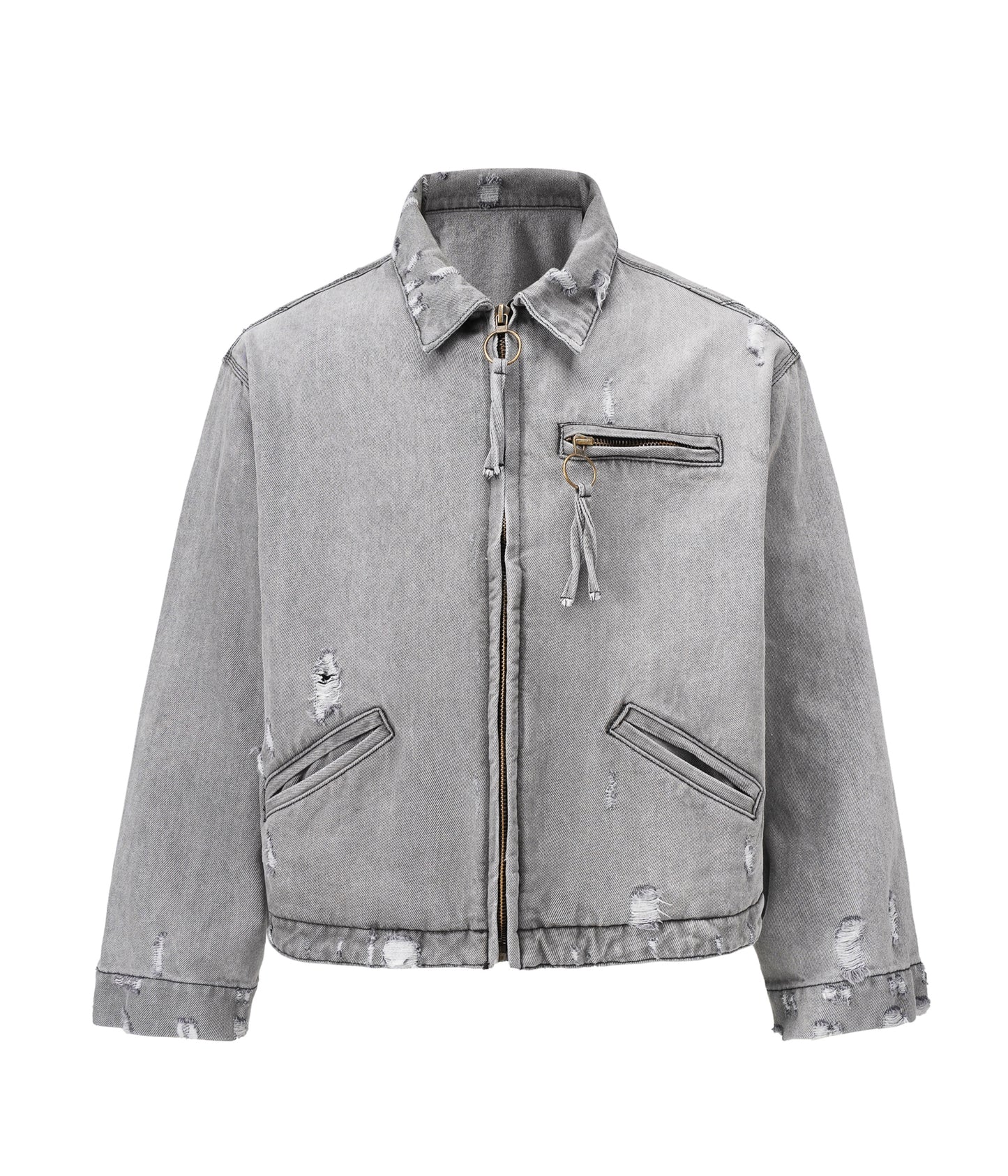 GREY ZIP DENIM JACKET | UNDEVELOPED