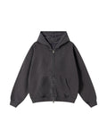 GREY VINTAGE WASH ZIP-UP HOODIE