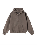 BROWN VINTAGE WASH ZIP-UP HOODIE