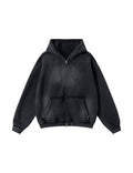 NOIR DISTRESSED ZIP-UP HOODIE