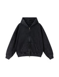 NOIR VINTAGE WASH ZIP-UP HOODIE