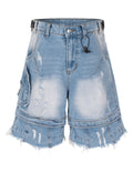 AZUL DISTRESSED CARGO SHORTS