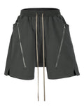 GREY ZIP DRAWSTRING CARGO SHORTS