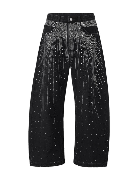 NOIR FLORAL RHINESTONE DENIM Denim | STREETWEAR APPAREL | UNDEVELOPED