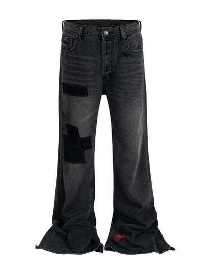 DARK PATCHWORK FLARE DENIM Denim | STREETWEAR APPAREL | UNDEVELOPED