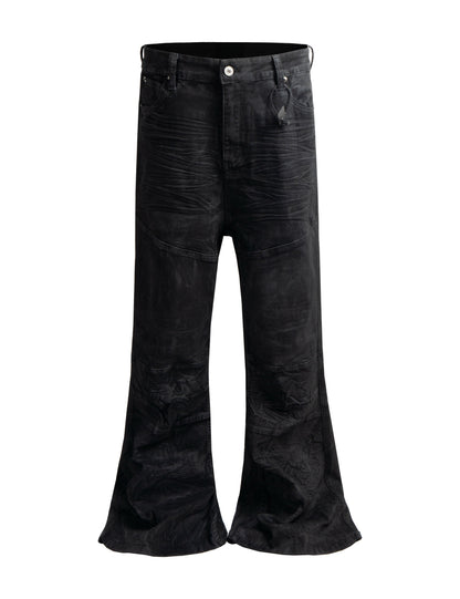 DOUBLE KNEE FLARE DENIM Denim | STREETWEAR APPAREL | UNDEVELOPED