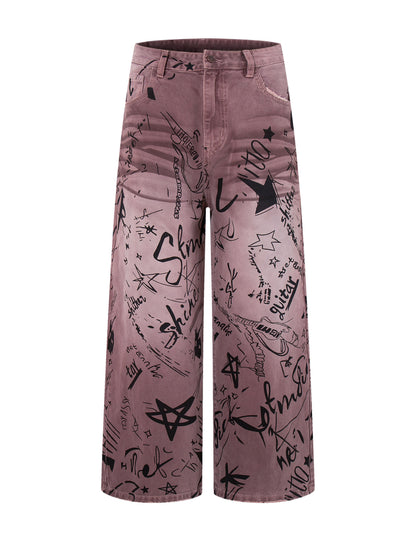 MAROON GRAFFITI DENIM Denim | STREETWEAR APPAREL | UNDEVELOPED