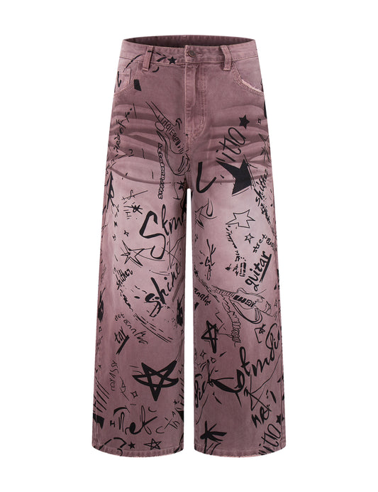 MAROON GRAFFITI DENIM Denim | STREETWEAR APPAREL | UNDEVELOPED