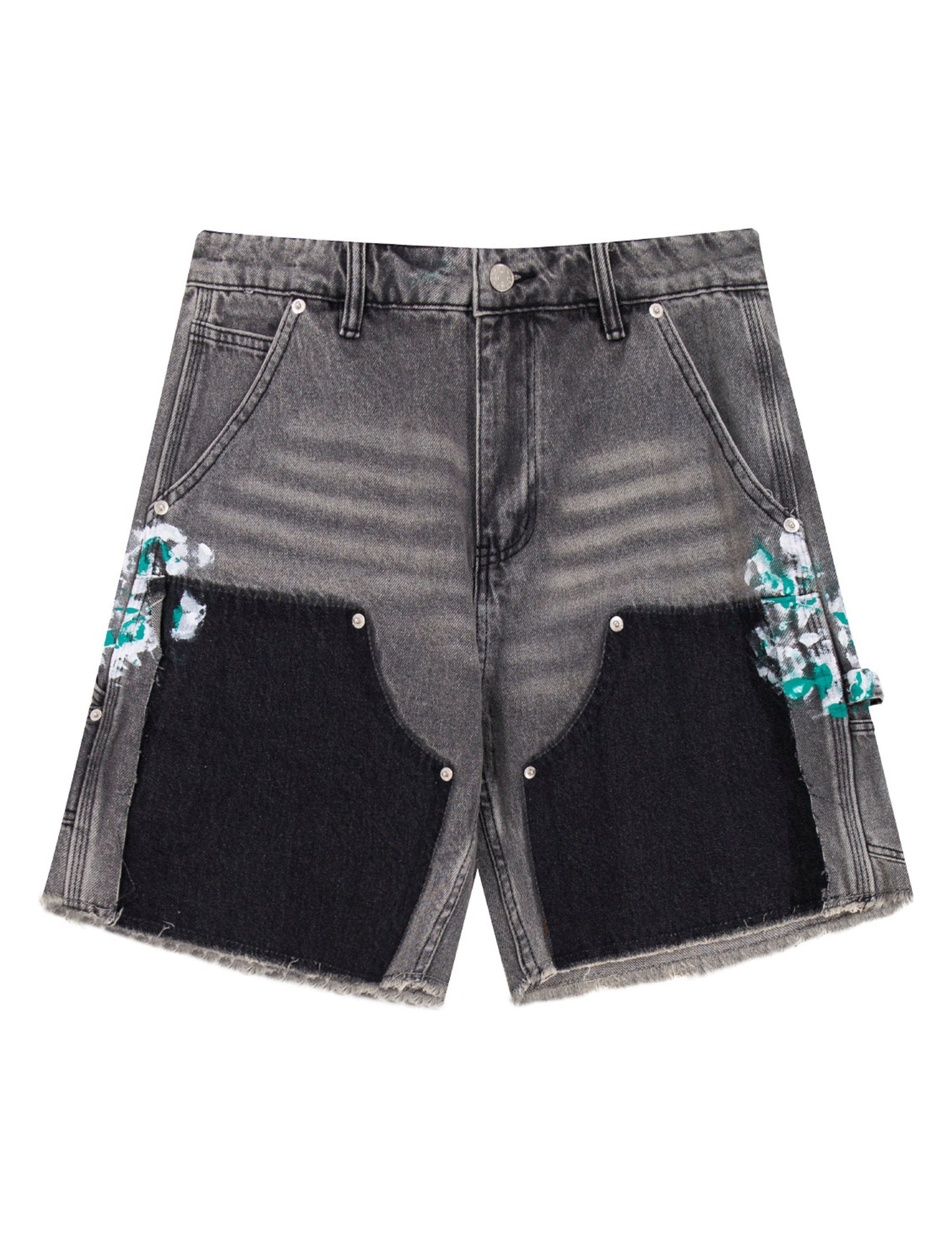 GREY SPLIT PAINTERS SHORTS Denim Shorts | STREETWEAR APPAREL | UNDEVELOPED