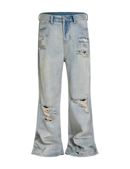 STONE DESTRUCTION FLARE DENIM Denim | STREETWEAR APPAREL | UNDEVELOPED