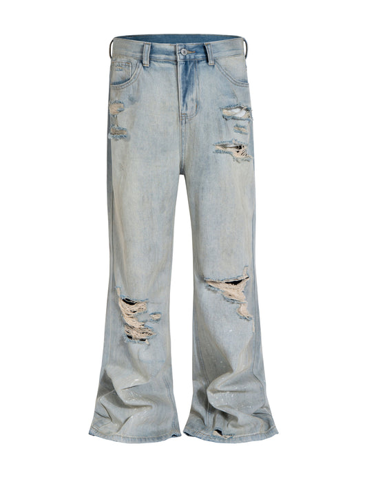 STONE DESTRUCTION FLARE DENIM Denim | STREETWEAR APPAREL | UNDEVELOPED