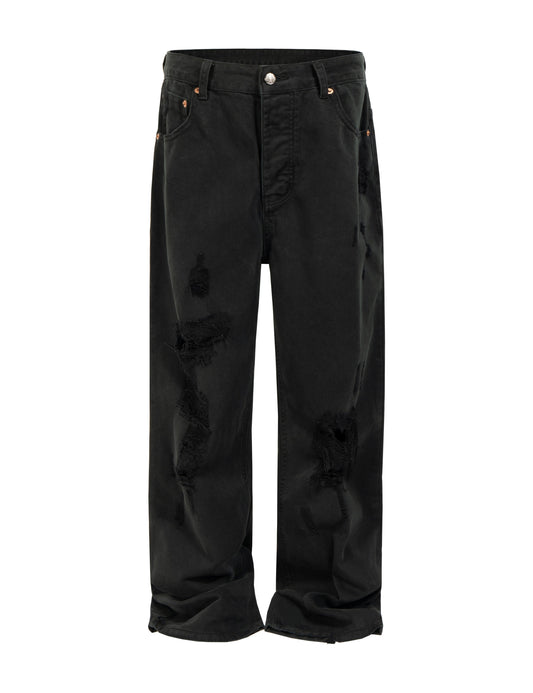 NOIR DESTROYED WORK PANTS Pants | STREETWEAR APPAREL | UNDEVELOPED