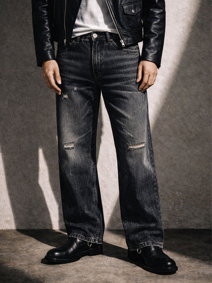 BLACK DISTRESSED BOOTCUT DENIM | STREETWEAR APPAREL | UNDEVELOPED