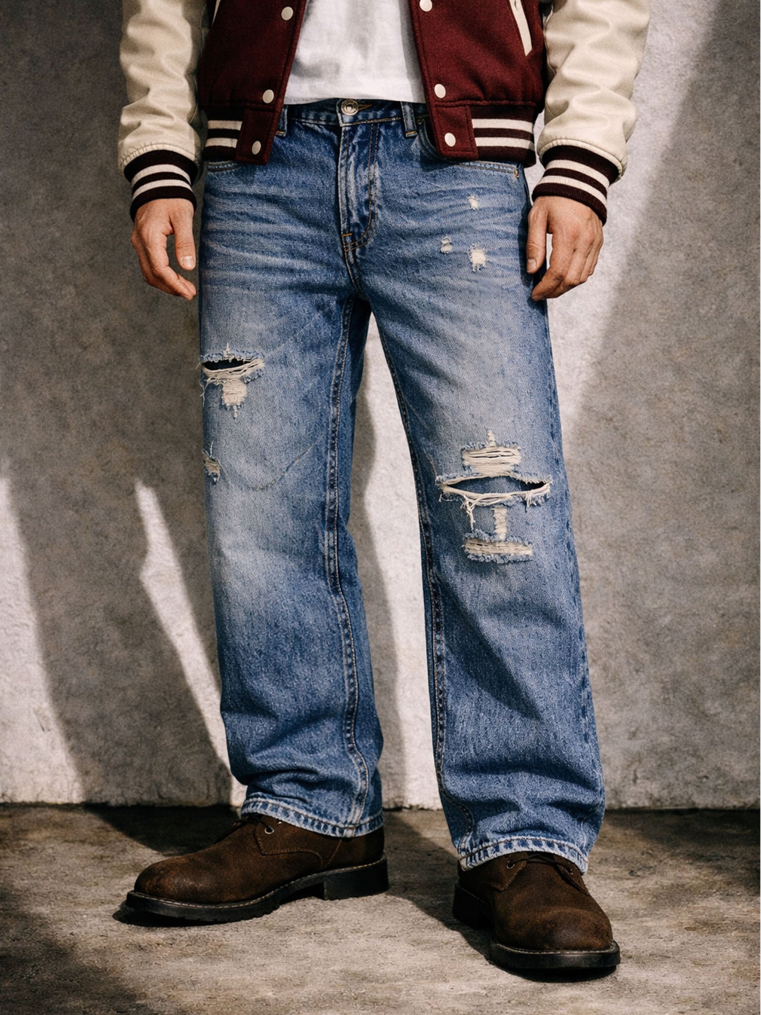 INDIGO DISTRESSED BOOTCUT DENIM | STREETWEAR APPAREL | UNDEVELOPED