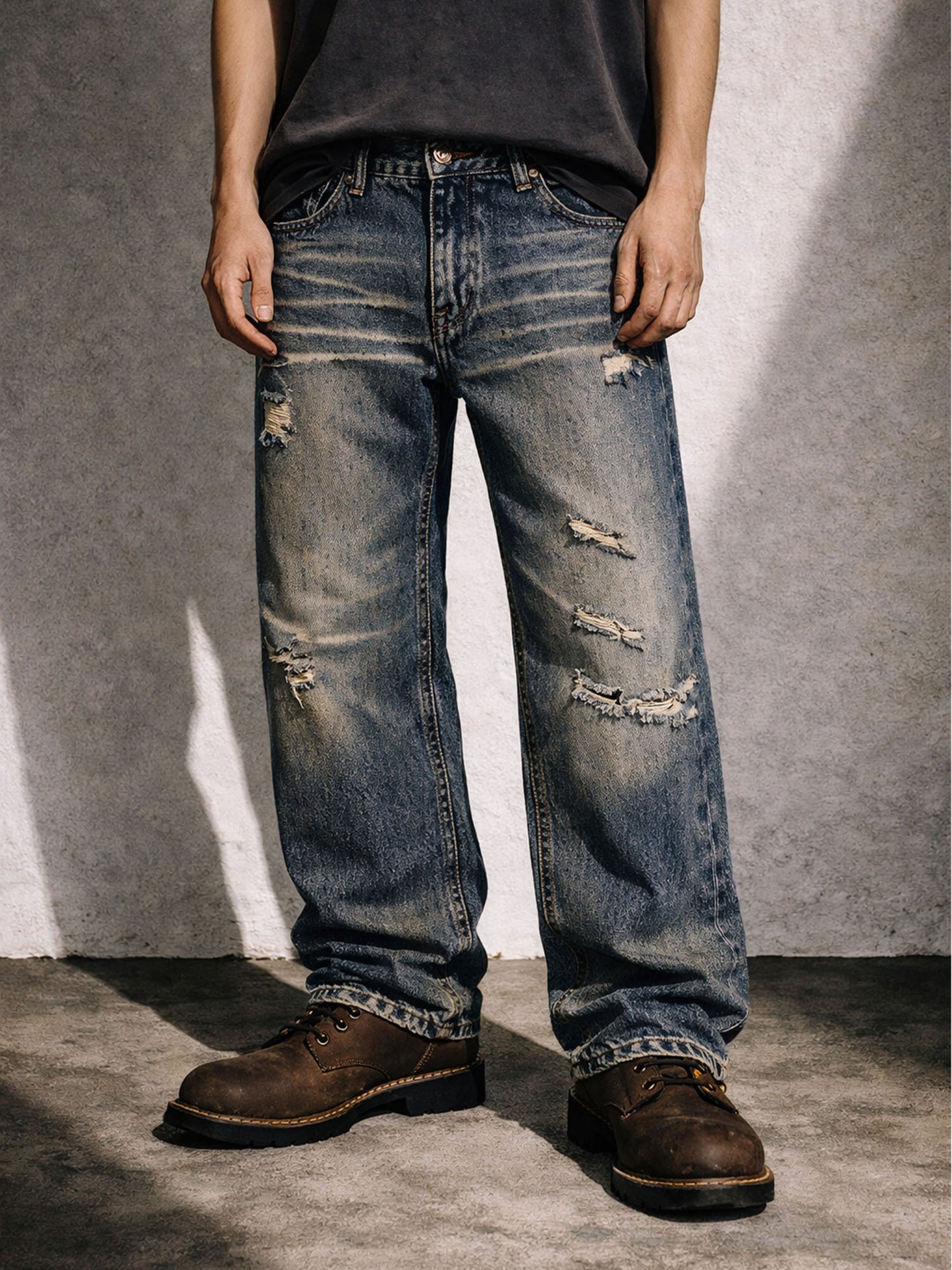 SANDWASH DISTRESSED BOOTCUT DENIM | STREETWEAR APPAREL | UNDEVELOPED