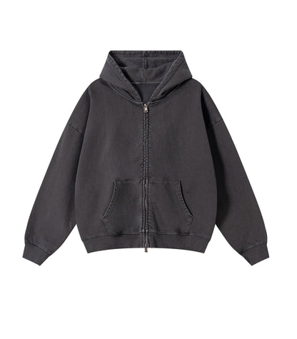 GREY VINTAGE WASH ZIP HOODIE | UNDEVELOPED