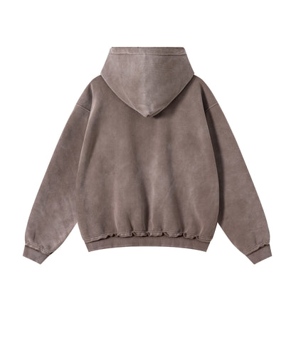 BROWN DISTRESSED ZIP HOODIE | UNDEVELOPED
