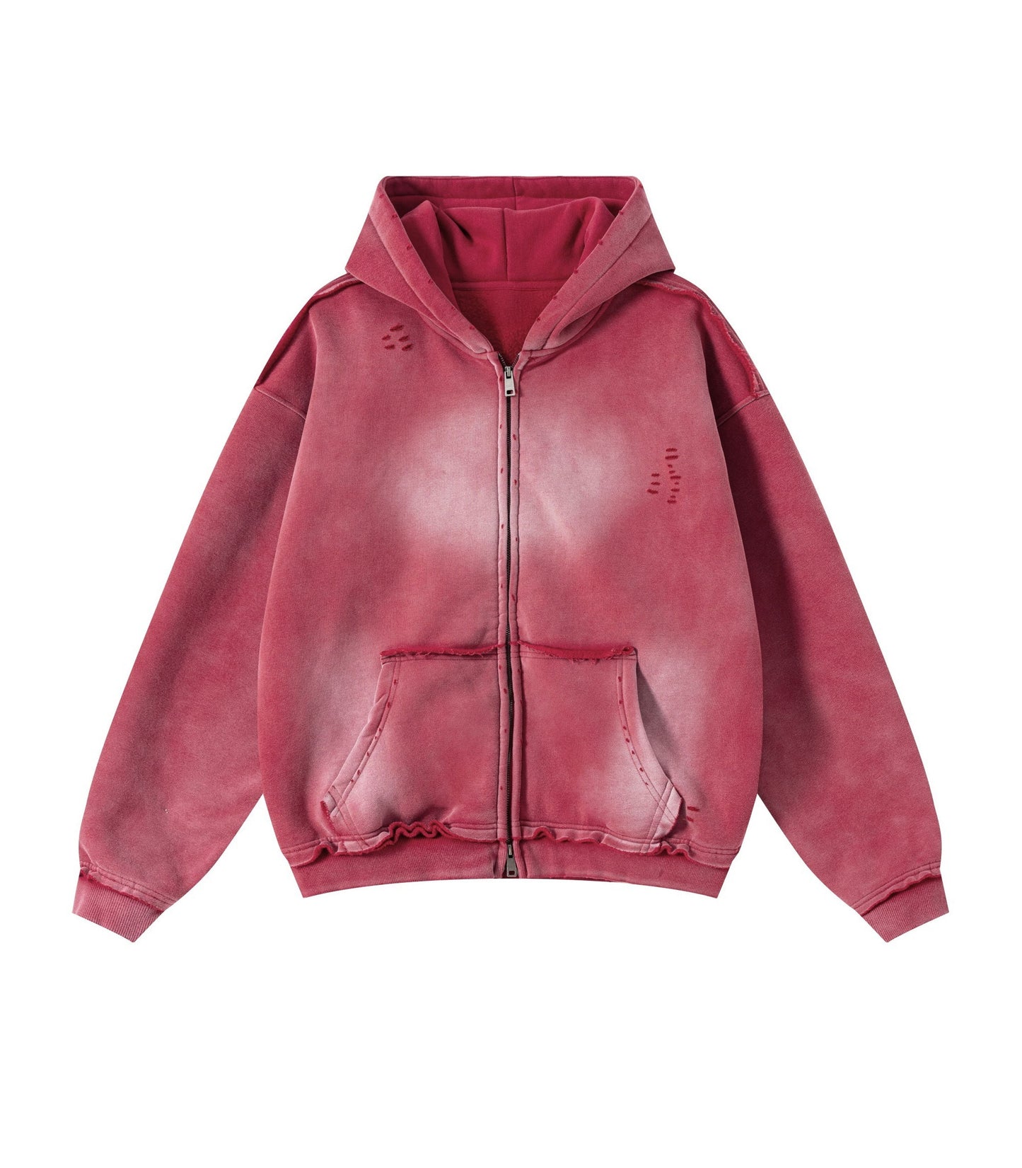 ROSE DISTRESSED ZIP HOODIE | UNDEVELOPED