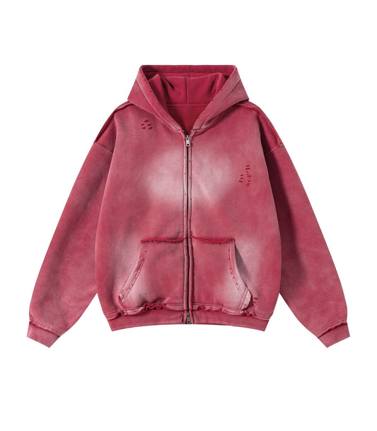 ROSE DISTRESSED ZIP HOODIE | UNDEVELOPED