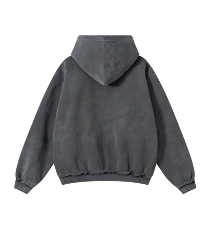 CHARCOAL DISTRESSED ZIP HOODIE | UNDEVELOPED