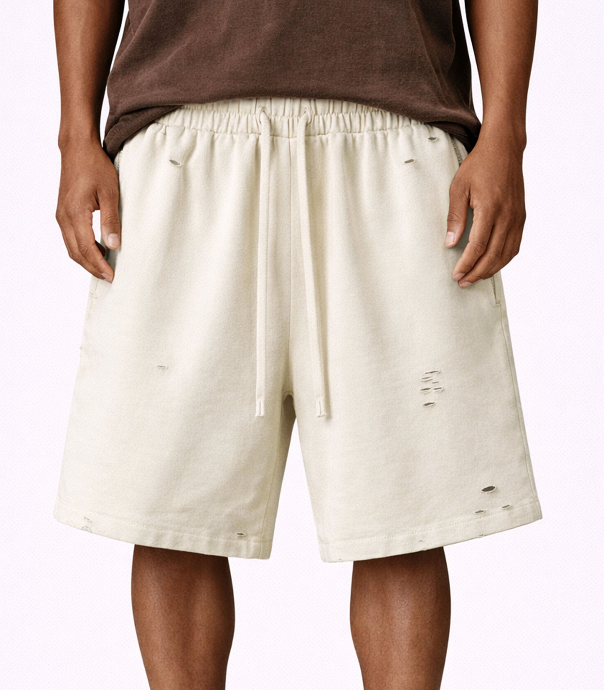 SAND DISTRESSED SWEATSHORTS | STREETWEAR APPAREL | UNDEVELOPED