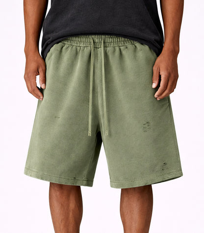 MOSS DISTRESSED SWEATSHORTS | STREETWEAR APPAREL | UNDEVELOPED