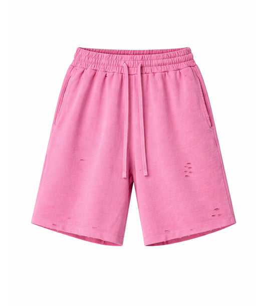 PINK DISTRESSED SWEATSHORTS | STREETWEAR APPAREL | UNDEVELOPED
