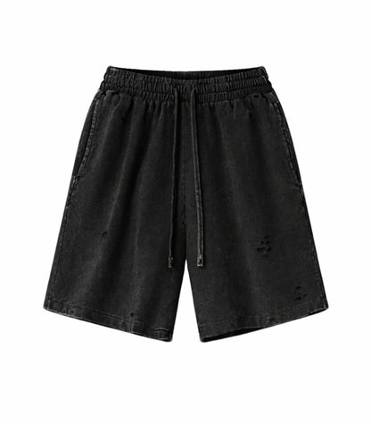 NOIR DISTRESSED SWEATSHORTS | STREETWEAR APPAREL | UNDEVELOPED