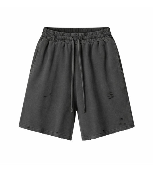 CHARCOAL DISTRESSED SWEATSHORTS | STREETWEAR APPAREL | UNDEVELOPED