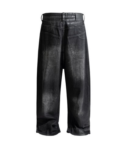 NOIR WAXED BAGGY DENIM