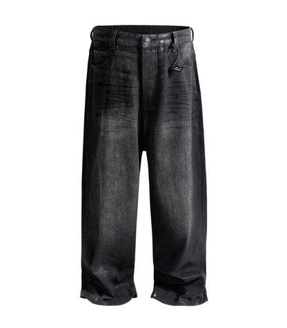 NOIR WAXED BAGGY DENIM