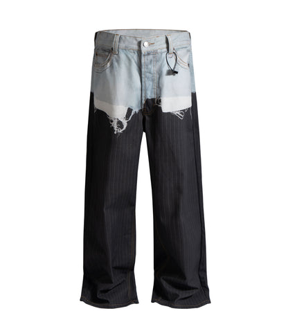 PINSTRIPE PATCHWORK DENIM