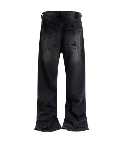 NOIR SPLIT KNEE DENIM