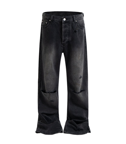 NOIR SPLIT KNEE DENIM