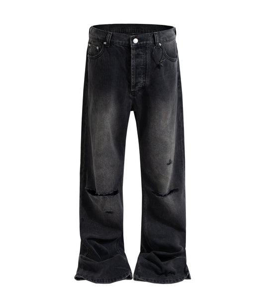 NOIR SPLIT KNEE DENIM