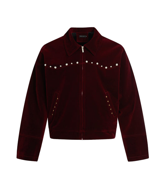 RED SUEDE GEMSTONE JACKET | UNDEVELOPED